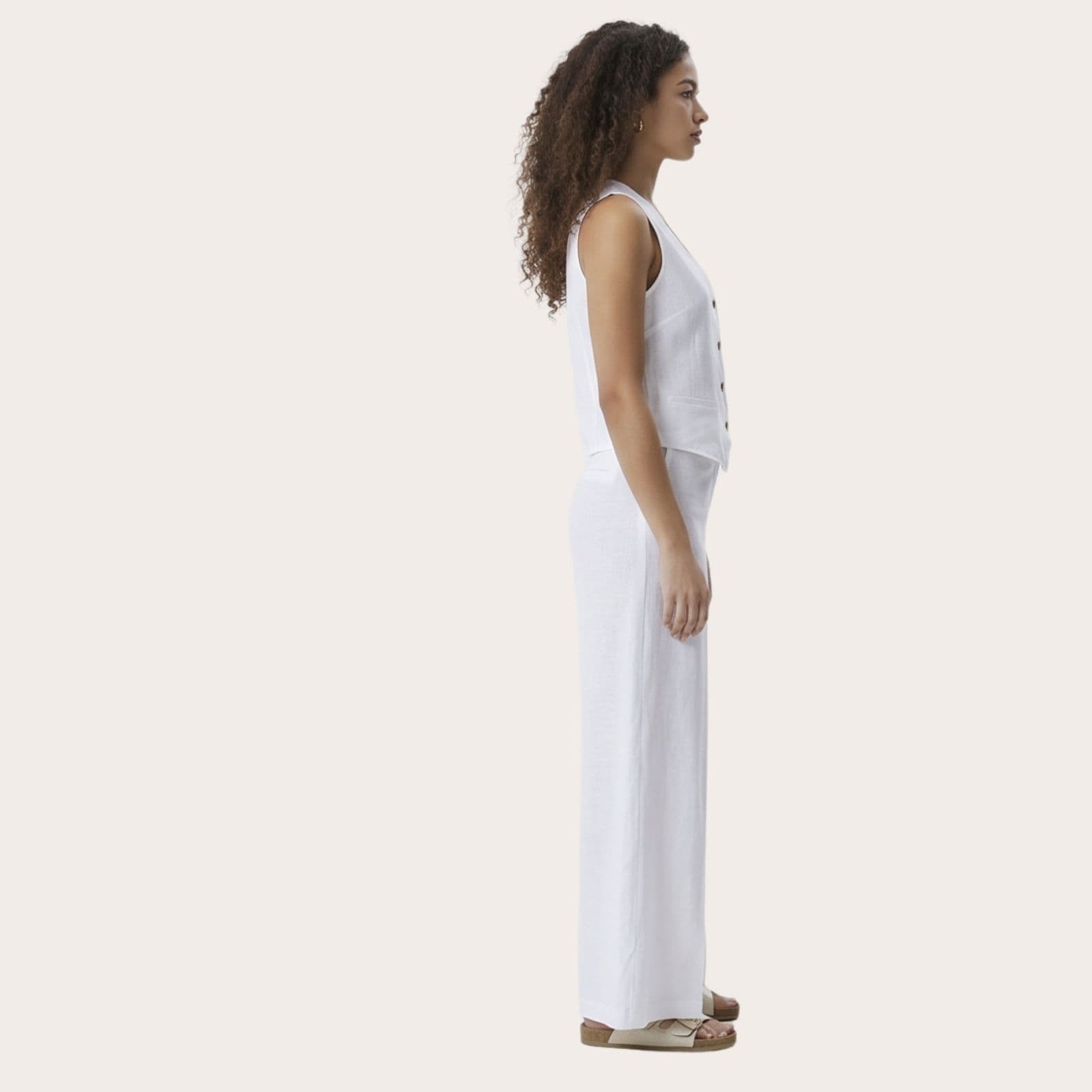 Pantalone estivo lungo in lino e viscosa – modello curvy scampanato con elastico (PV02)