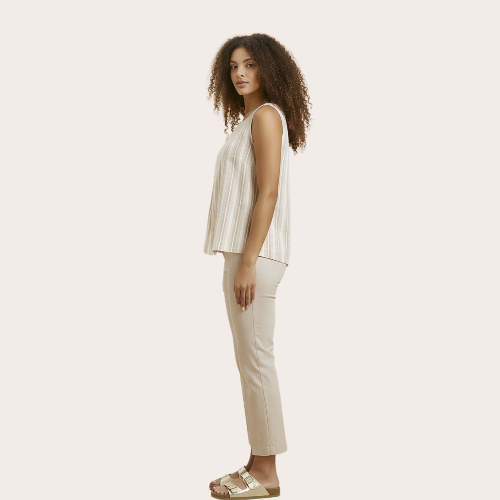 Pantalone estivo cropped a trombetta in viscosa satinata stretch – curvy (pn49)