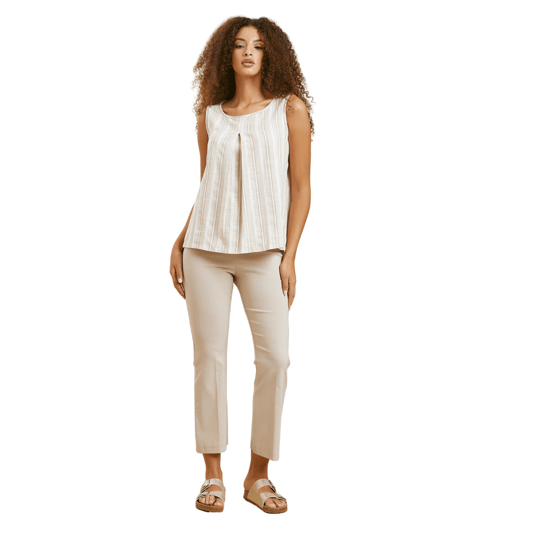 Pantalone estivo cropped a trombetta in viscosa satinata stretch – curvy (pn49)